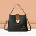 Black and Brown Bucket-Style Handbag