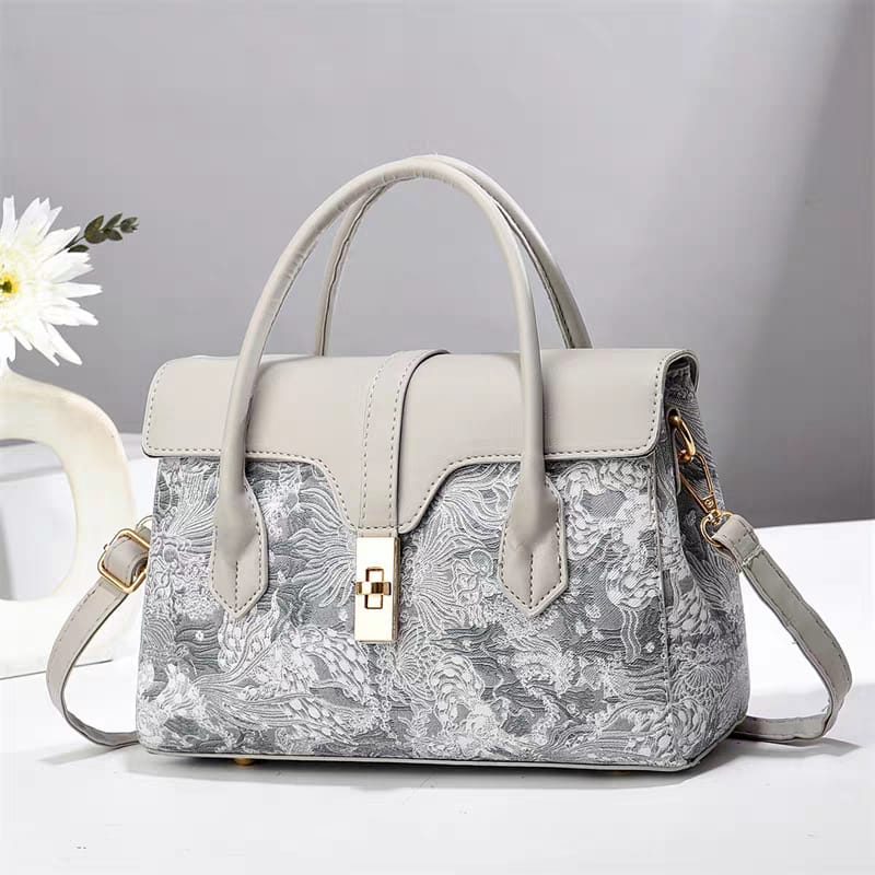 Croc Flap Top-Handle Bag